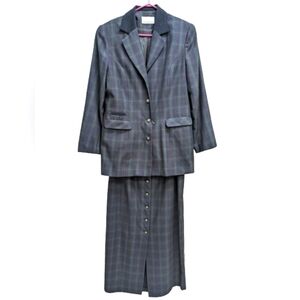 Marie Claire women's vintage tartan pencil skirt and blazer 2 piece suit size 11